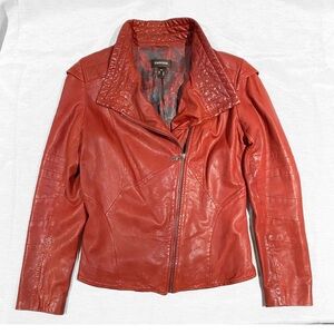 Danier Red Genuine Lambskin Leather Moto Jacket - Like New